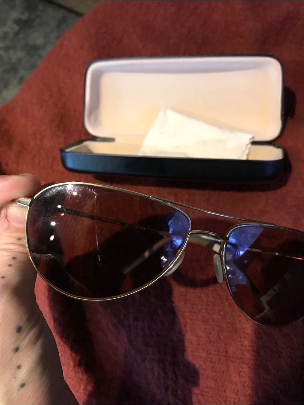 Oliver Peoples Gold Tone Benedict Aviators sunglasses OV1002S - Picture 7 of 8